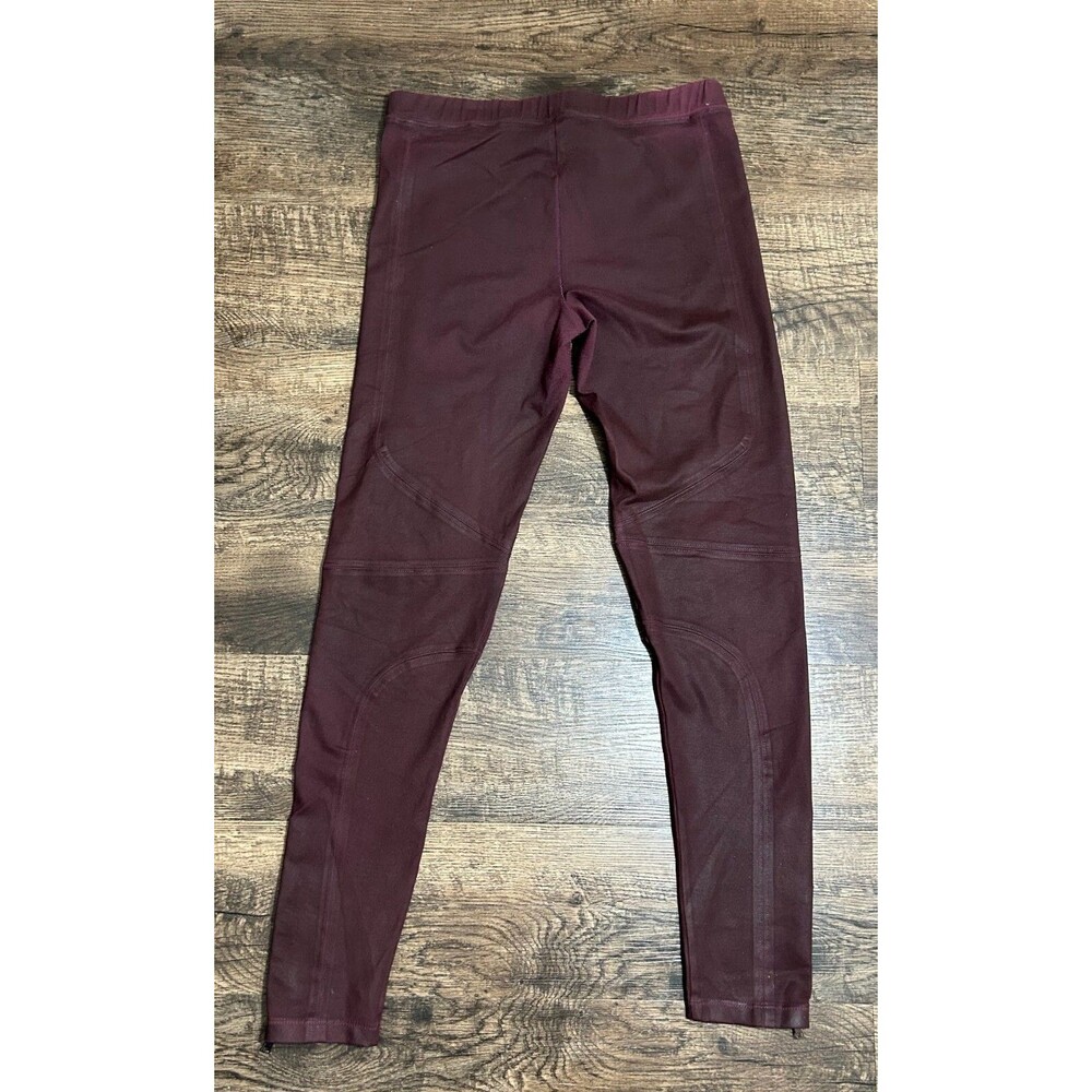 David Lerner Moto Leggings L‎ Burgundy Oxblood Stretch Zip Ankle Made in USA - Picture 3 of 12